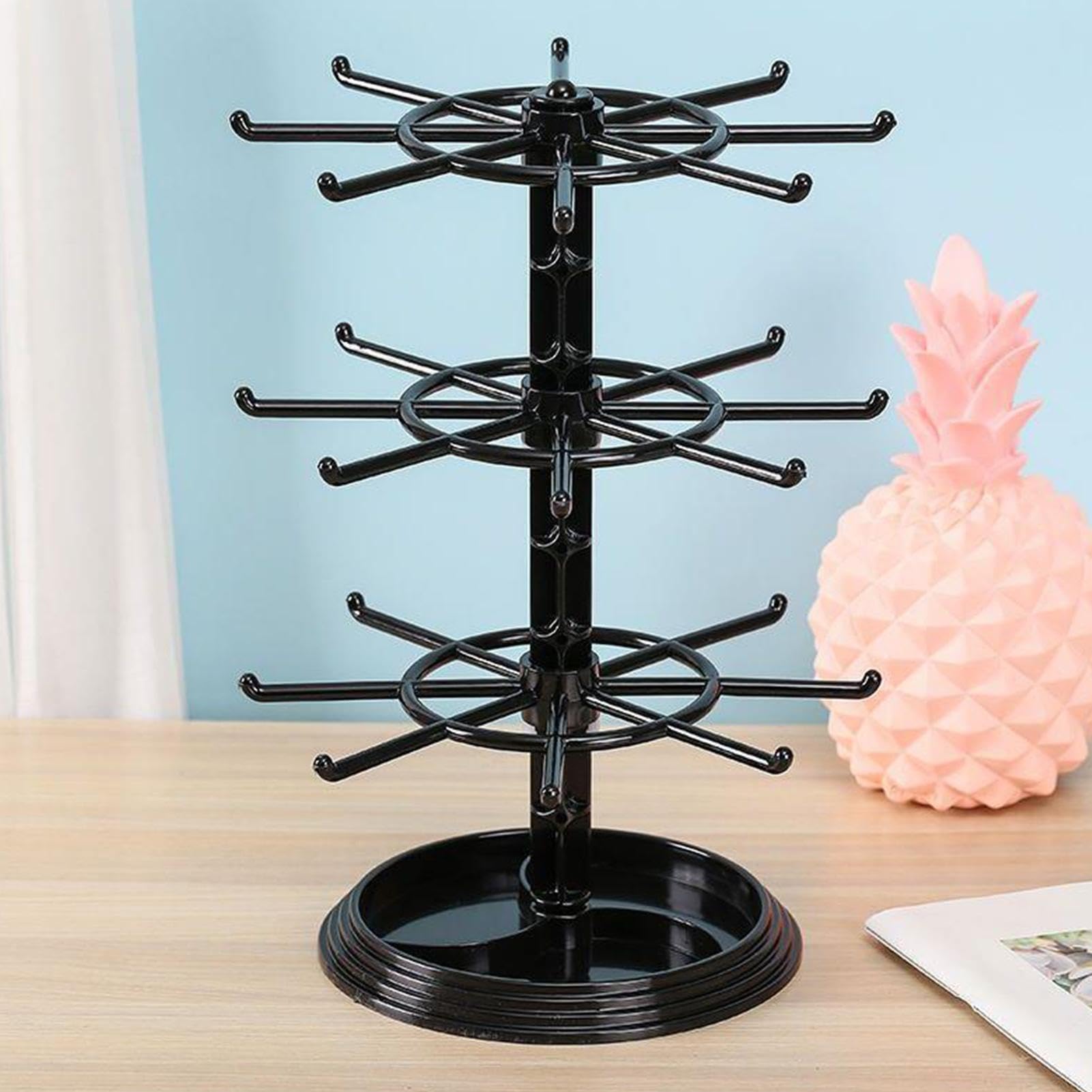 ネックレスオーガナイザースタンド、ジュエリーディスプレイスタンド | 回転ネックレスホルダー層ジュエリーディスプレイラック度回転,バングル、リング用フック個付きブレスレットオーガナイザーラック