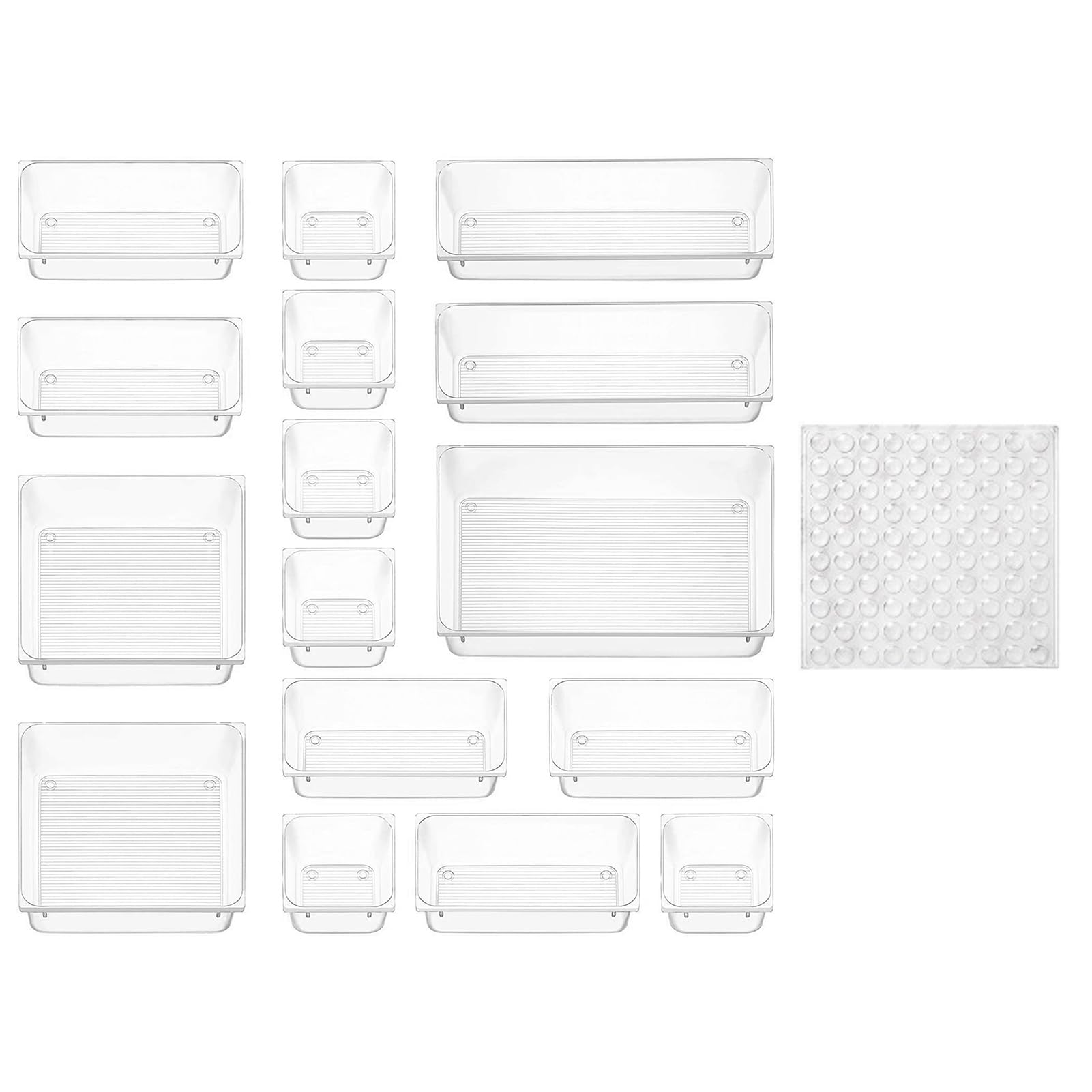 16個 プラスチック引き出し収納 透明引き出しストレージ プラスチック 積み重ね可能 引き出しトレイ 滑り止めオーガナイザー 万能引き出し仕切り 浴室 洗面化粧台 メイク道具 キッチン オフィス ホーム 寮 1セット