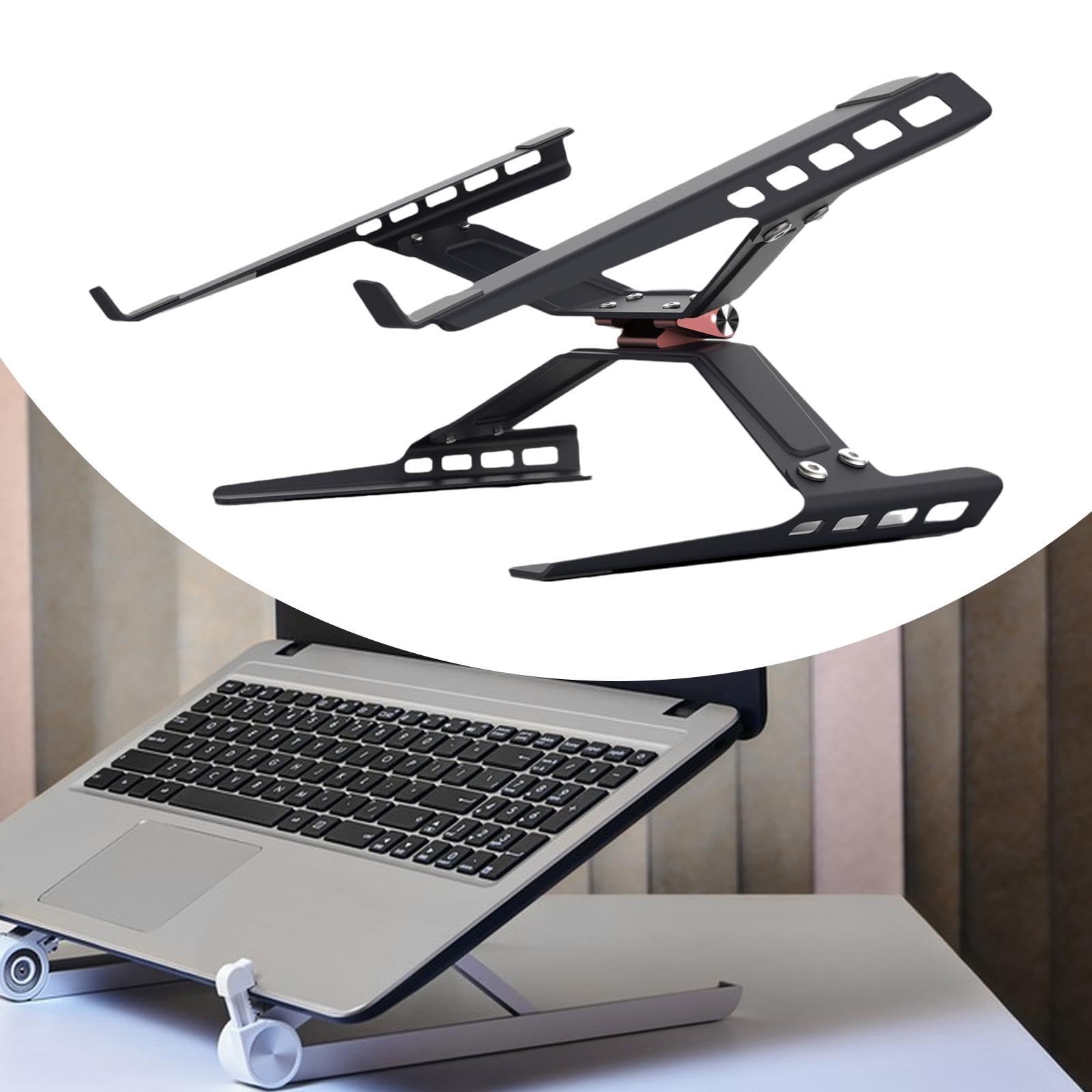 アピネスの調整可能なゲームラップトップスタンドスイベルジョイントマルチパスポータブル〜インチのラップトップアクセサリー炭素鋼ブラケット｜アングル3