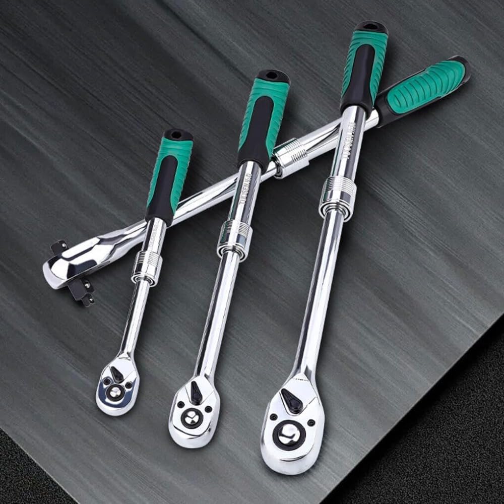 ノーブランド品 調整可能な伸縮ラチェットレンチ高硬度とツイスト自動車修理ソケット金属伸縮レンチレ..