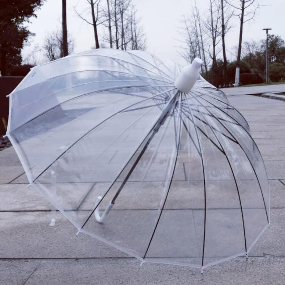 アピネスの撥水カバー付き 傘 長傘 透明傘 ジャンプ傘 ビニール 16本骨 雨傘 大きいサイズ グラスファイバー骨 おしゃれ 梅雨対策 丈夫 耐風 超撥水 軽量 ワンタッチ 男女兼用 ステッキ傘 紳士傘 通勤 通学 ゴルフ アウトドア (ブラック)｜アングル3