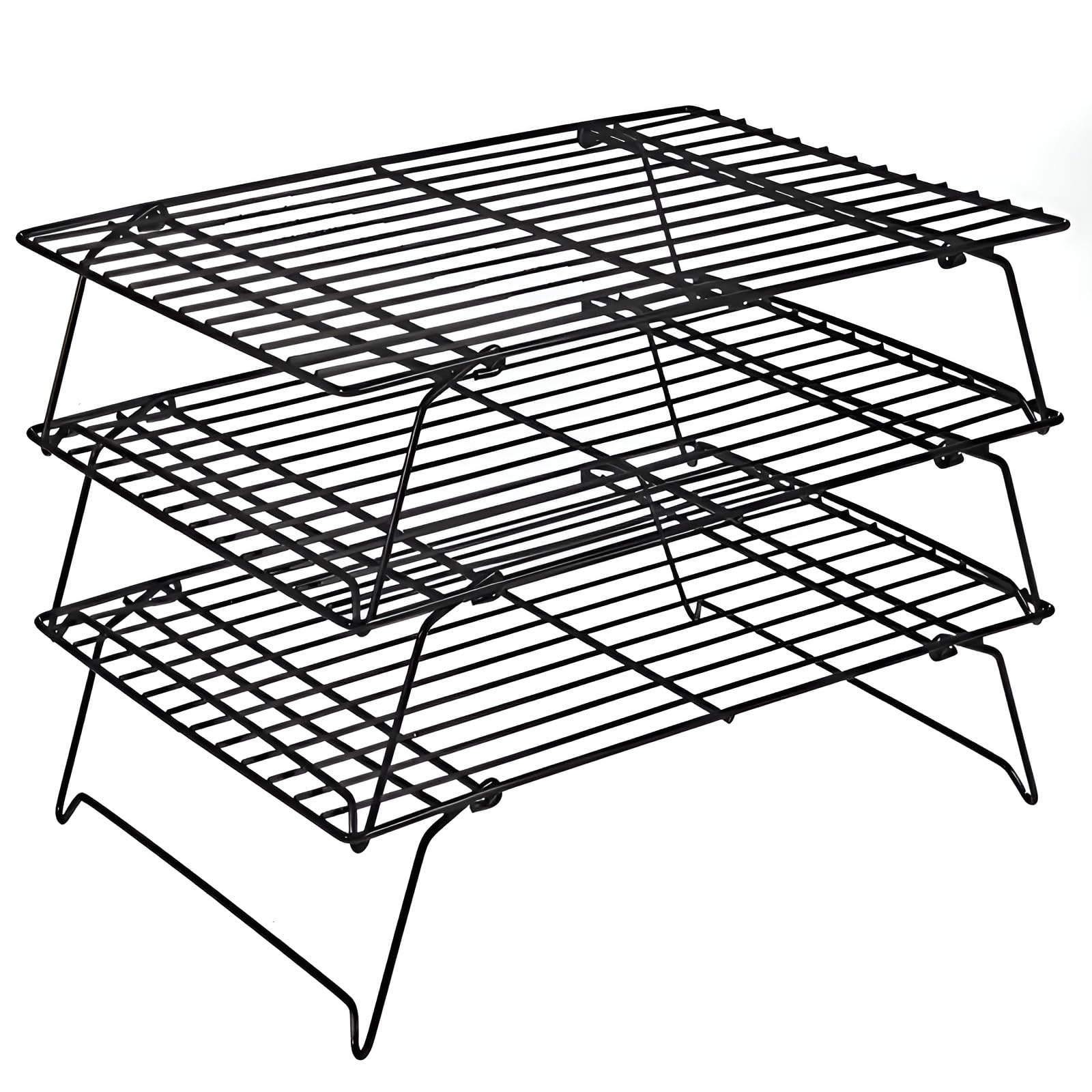 【焼き菓子冷却のプロ】炭素鋼製 滑らない冷却ラック 大3段重ね可能（40x25cm）パン/クッ/和菓子対応 ..