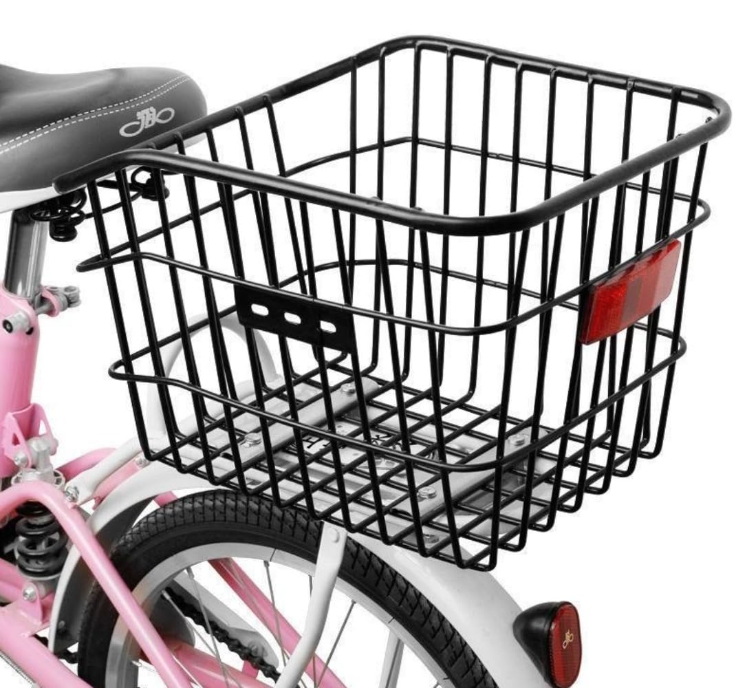 自転車用後ろカゴ 後ろカゴリア マウンテンバイク自転車バスケット 自転車カーゴラック かご 蓋付き収納 ポータブル カゴ 後ろ キャンプ用折りたたみ自転車用かご