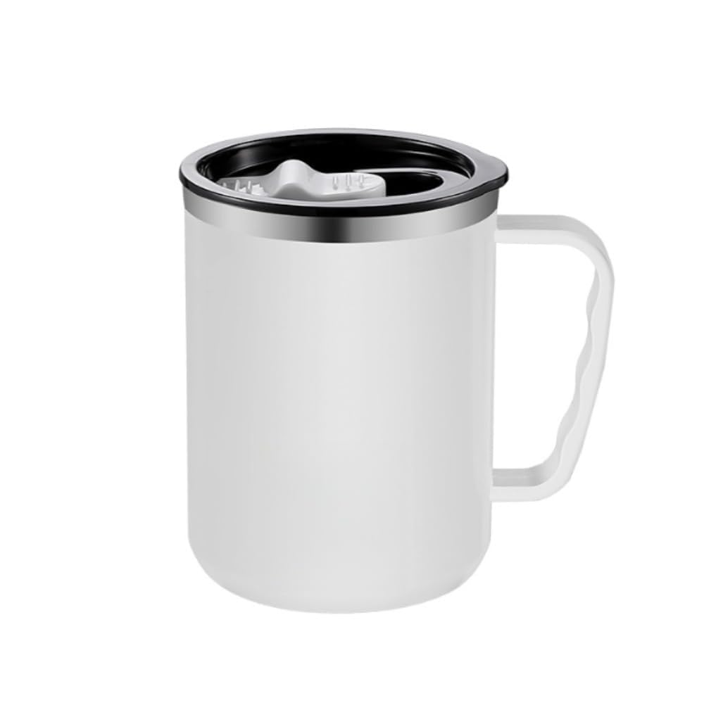 コーヒータンブラー 真空断熱マグカップ 500ml 取っ手付き 大容量 保温マグカップ 蓋付きマグカップ 使いやすい 漏れない 片手 ステンレスマグカップ 冷めないマグカップ 直飲み コーヒー 紅茶 自宅 社内 こぼれないタンブラー (グリーン)