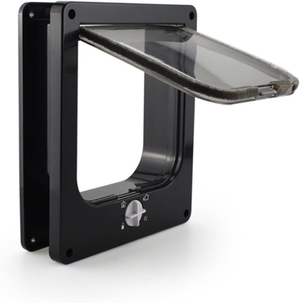 キャット・ドア 猫と犬の通路 屋内外ドア用4方向ロック式キャット・フラップ ペット用耐候性出入り口 ..