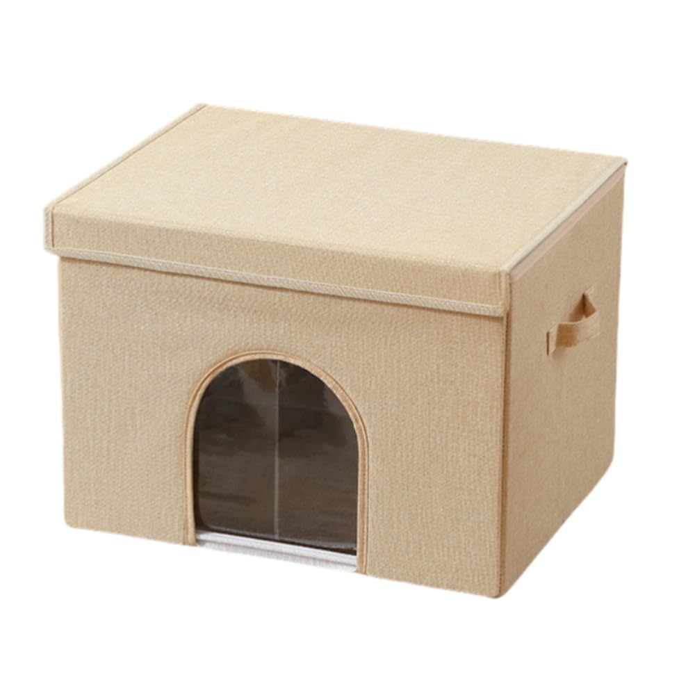 ペット冷却ハウス 夏用 ひんやり冷感 猫ハウス 犬小屋 8kg以内中·小型犬用 ペットひんやりマット 360°全方位冷却 熱中症・暑さ対策 接触涼感 耐用性 防水 折り畳める 冷えマット 繰り返し利用可能 屋外、屋内用 (ベージュ)