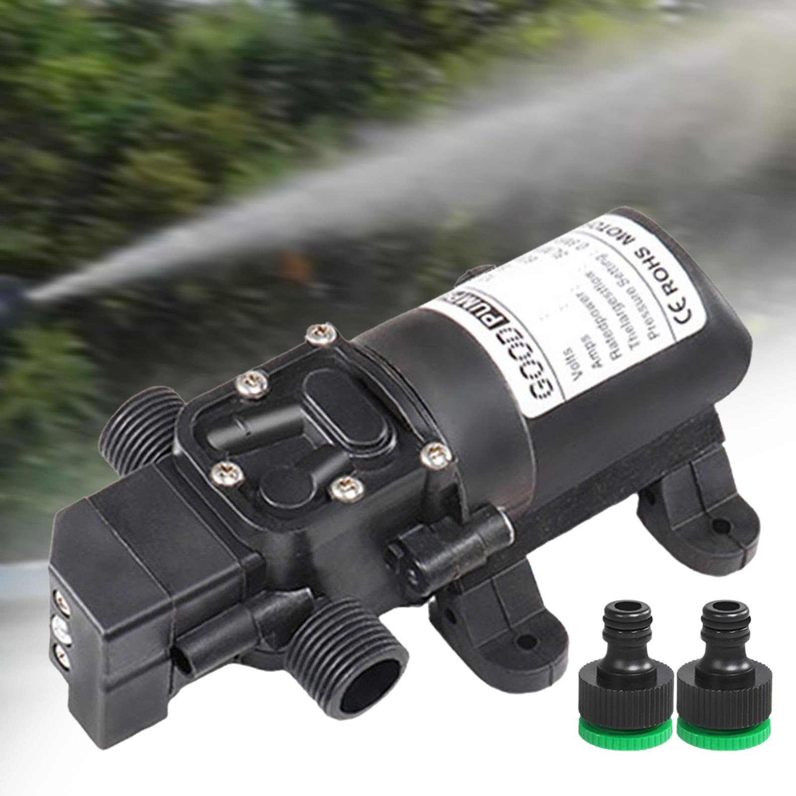 DC 12V 60W 自動ダイヤフラムポンプ クイックコネクタ付き 完全密閉型 多機能 長さ16.5cm キャンピング..