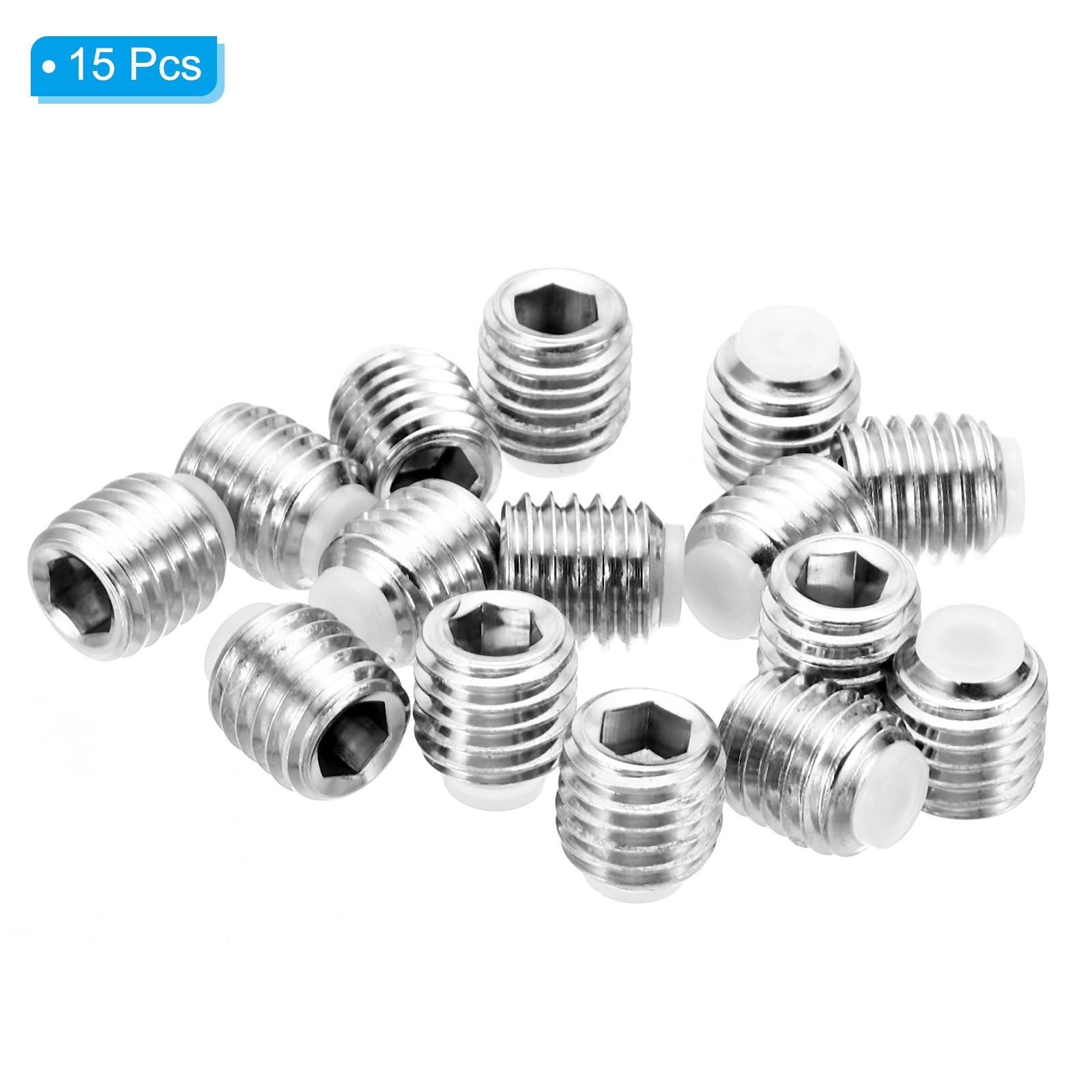 M12x12mm グラブネジ グラブスクリュー セットねじ ナイロンチップ 15本入り 六角ソケットヘッド 滑り..