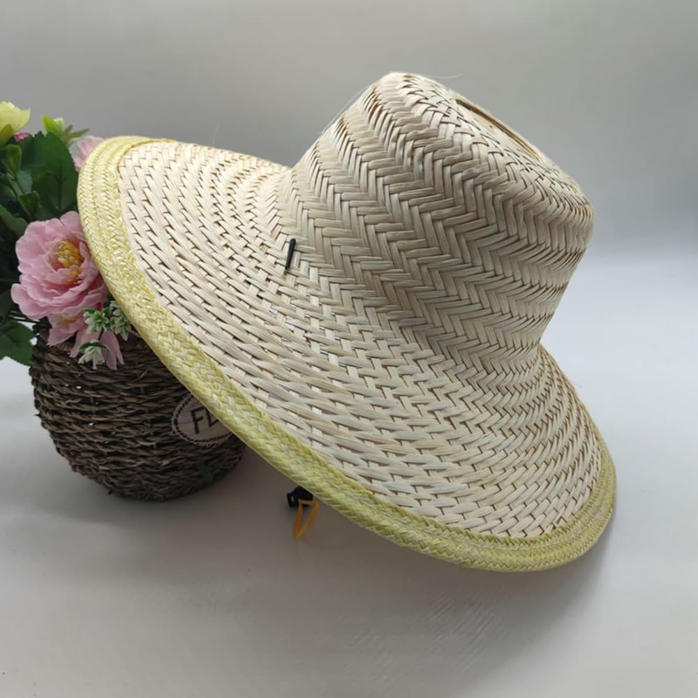 帽子 麦わら帽子 竹編み 手織り つば広 作業用帽子 日よけ サンハット UVカット 紫外線防止 麦藁帽子 ..