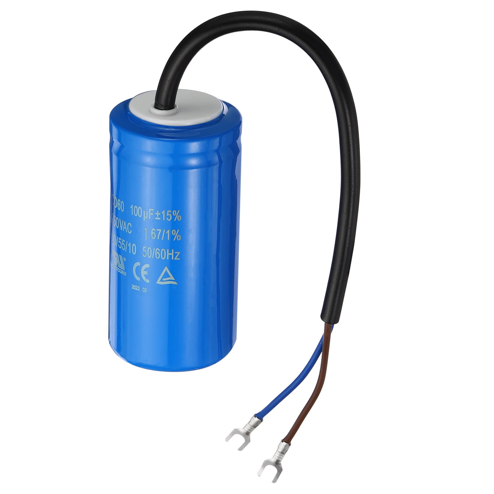 CD60実行コンデンサ 100uF 250VAC 50/60Hz モーター始動コンデンサー 2ワイヤー付き 空気圧縮機モーター始動用
