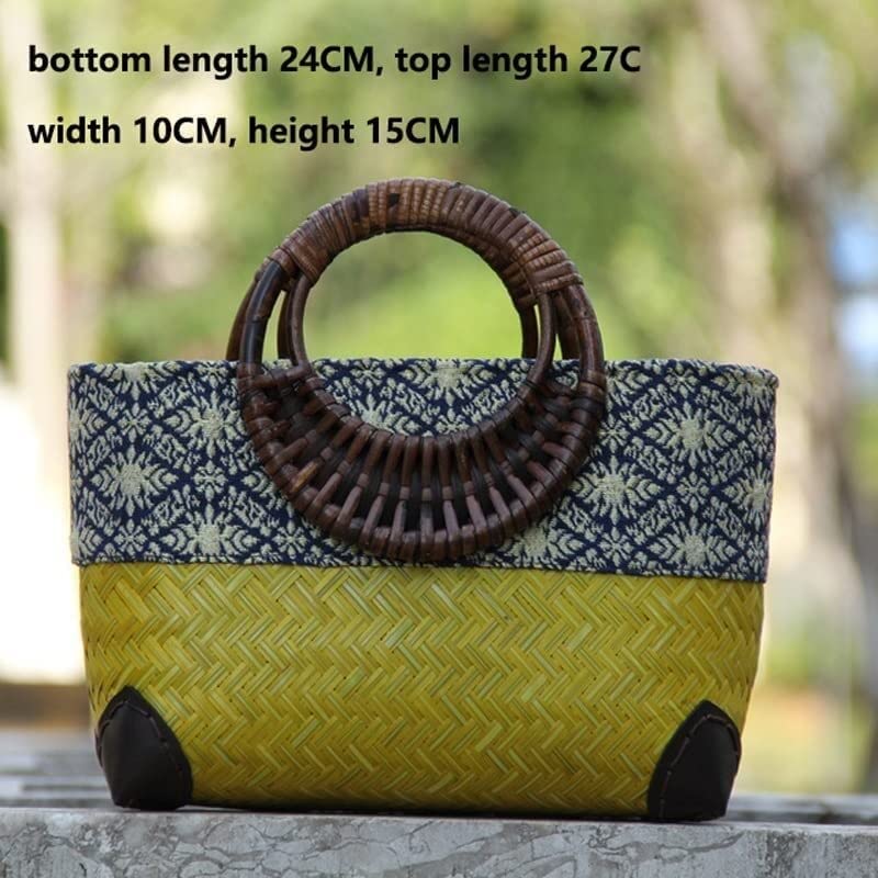 かごバッグ 籐 編みバッグ ハンドメイドの編まれた袋 編まれたトートの女性のビーチ バッグの貯蔵の編..