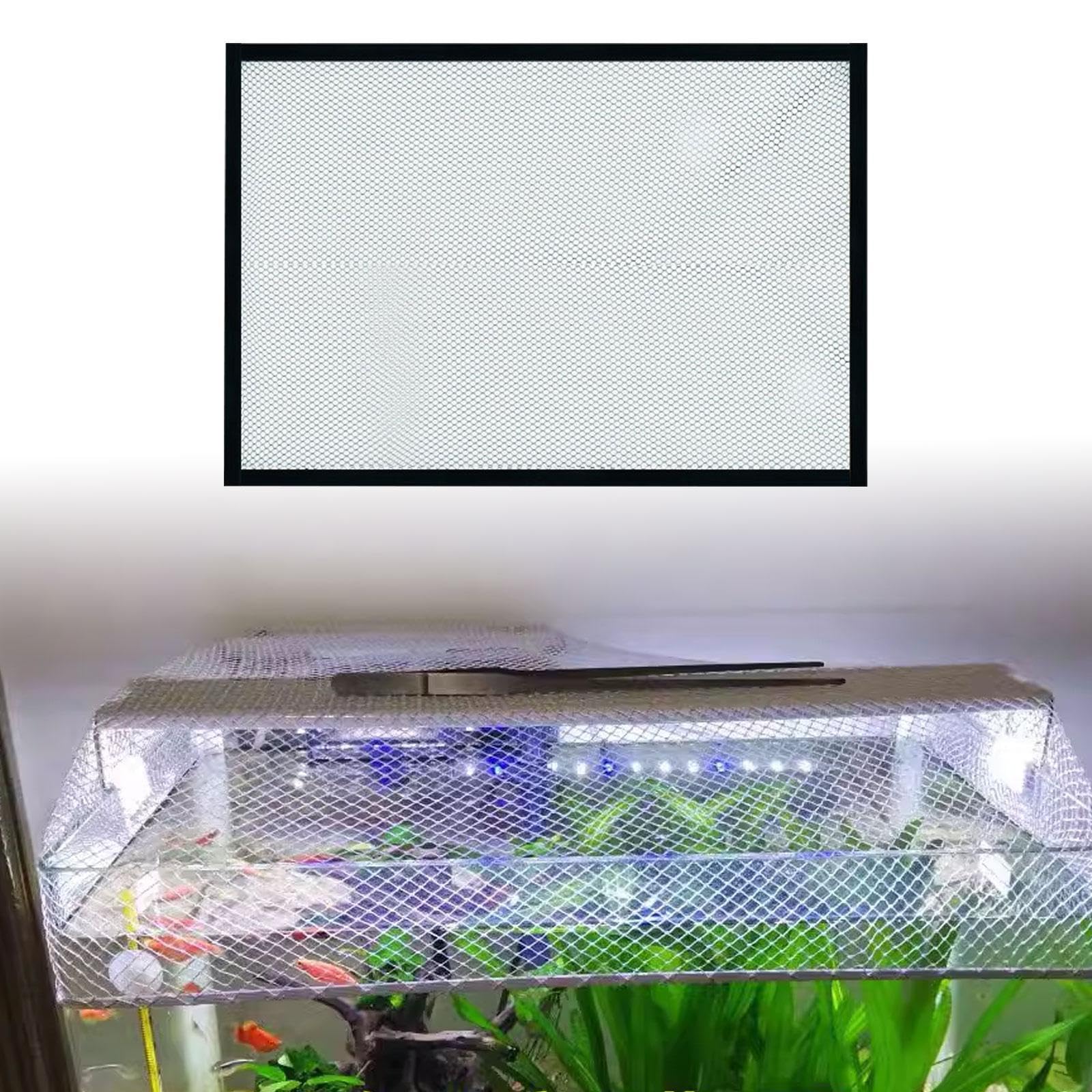 水槽用カバー DIY マグネット式 水槽蓋 透明ネット 脱走防止 5mmメッシュ 80x40cm対応 魚・カメ・爬虫..