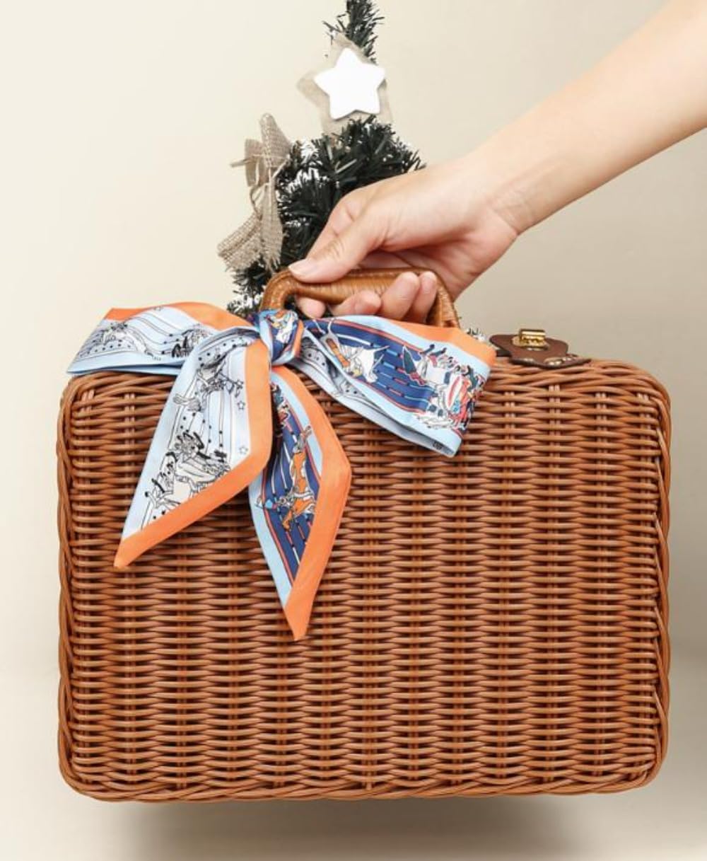 かごバッグ お土産 ポータブル ラタン スーツケース型 バスケット インテリア ピクニック 収納 ランチ..