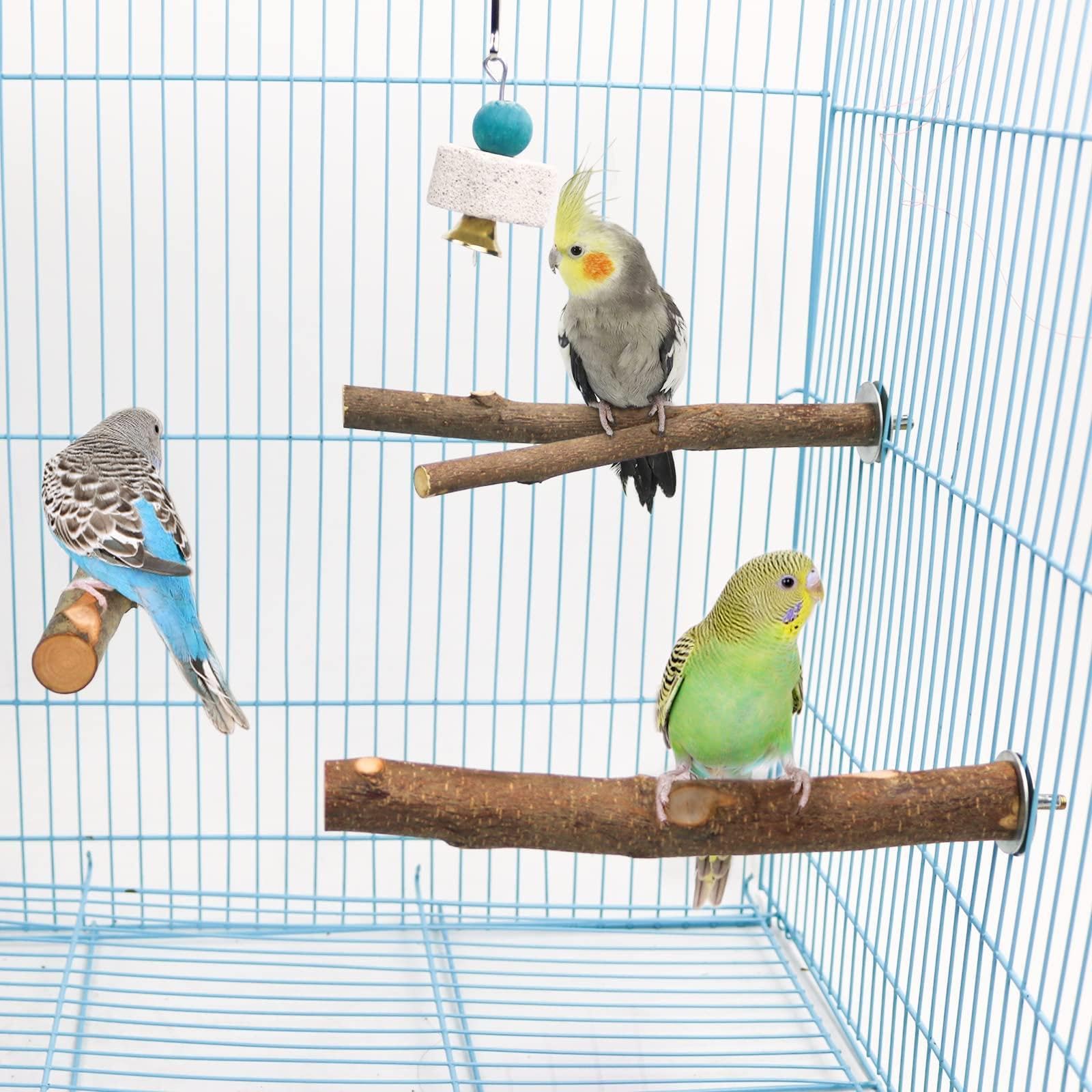 4点セット入り 鳥 爪を磨くりんごの木 自然木 噛むおもちゃ 爪を研ぎ パーチ インコ オウム おやすみボード 遊び道具 ケージアクセサリー 取り付け簡単 鳥 文鳥 セキセイインコ オカメインコバランス練習 小さなペット用品(3)