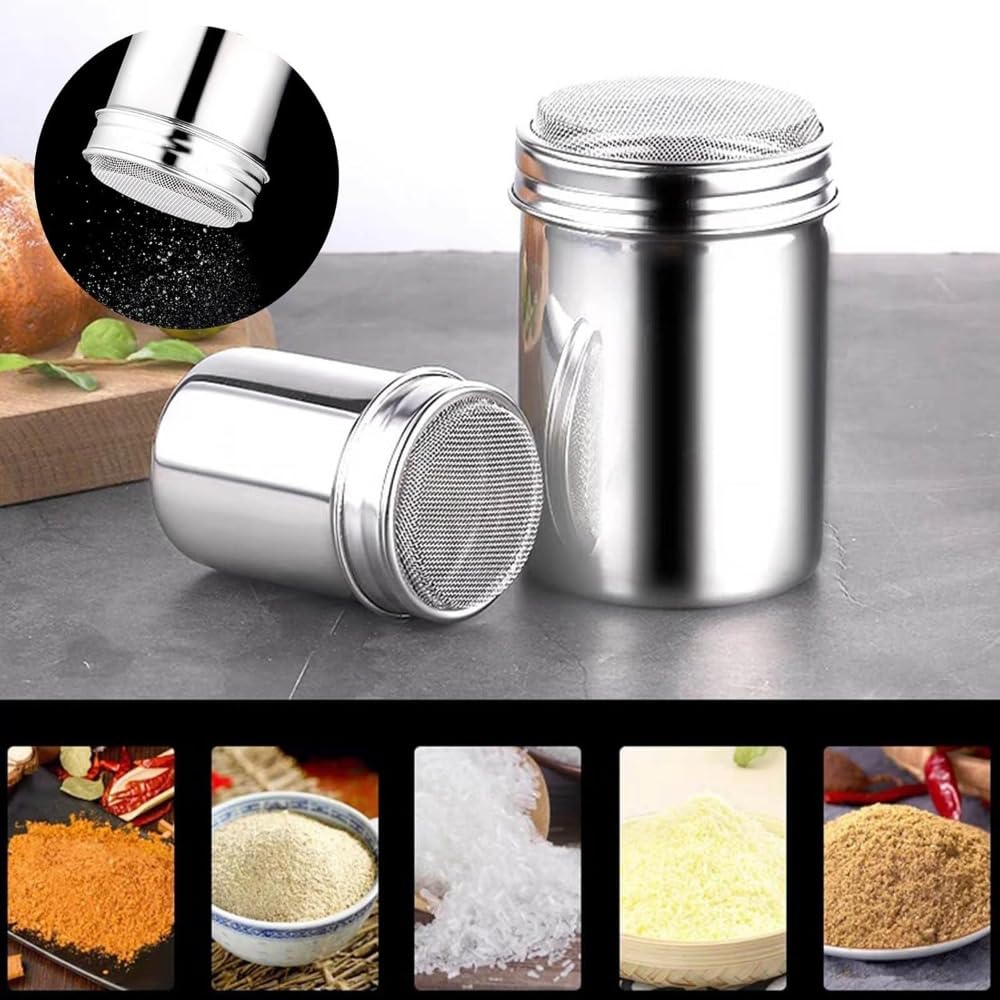 【 3個入り 】粉ふり缶 粉ふりボトル パウダー缶 調味料 調味缶ステンレス製 粉糖ふり シュガー ココア コーヒー チョコレートコショウ 粉糖粉末ふりシェーカー 料理 お菓子作り 保存容器 調味料入れ 家庭キッチン台所用