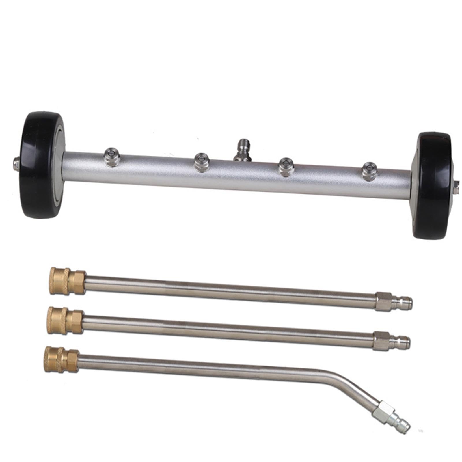 高圧洗浄機 アンダーキャリッジクリーナー 洗車用水ほうき 車シャーシ洗浄 4000 PSI RV 洗車 SUV 裏庭デッキ用, ロッド3本付き