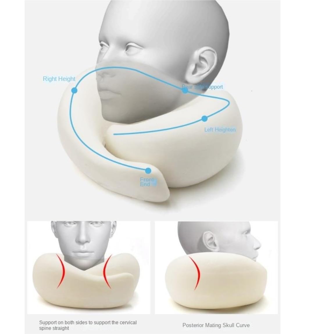 ネックピロー 首枕 調節可能なバックルと収納バッグ付きメモリーフォームトラベルピロー 旅行用ネックピロー 飛行機用枕 ネックピロー 飛行機(B)のサムネイル