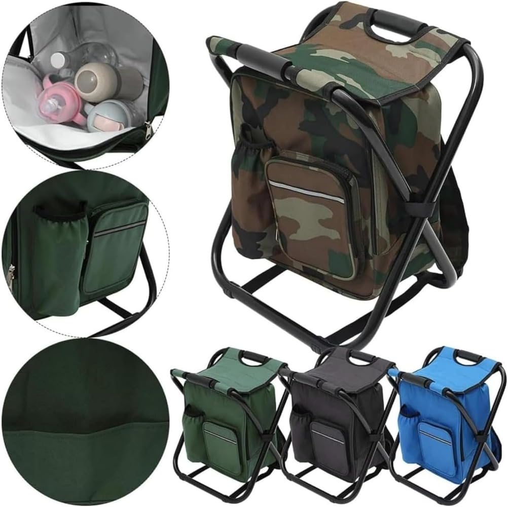 椅子付きリュックサック 折りたたみ椅子付きリュックサック 座るリュックサック 防水断熱バッグ 耐荷重..
