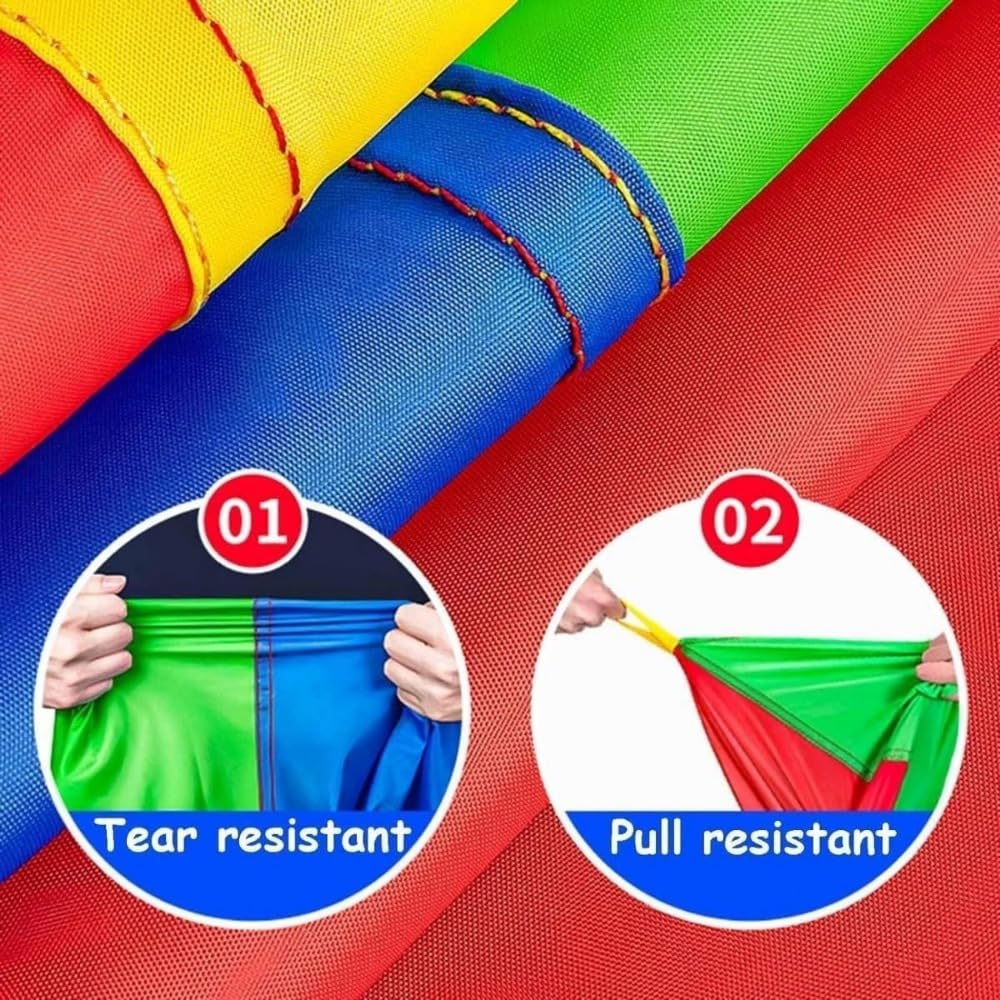 パラバルーン 学校運動会キット、 保育園パラシュートパズルゲーム、 キッズカラー認識レインボーパラ..