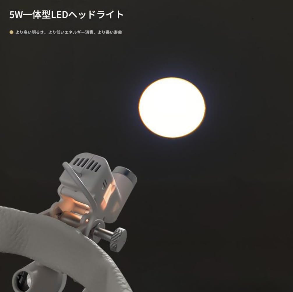 歯科口腔ヘッドマウント虫眼鏡 + 5 ワットヘッドライト手術形成外科拡大鏡 (5W ヘッドライト + 2.5 倍..