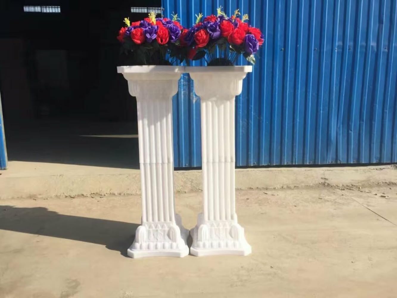 ローマの柱 ギリシャのコラム ウェディングフラワースタンド 装飾 プラスチック パーティー ディナーイベント 花瓶ホルダー キャンドルホルダー (2個)