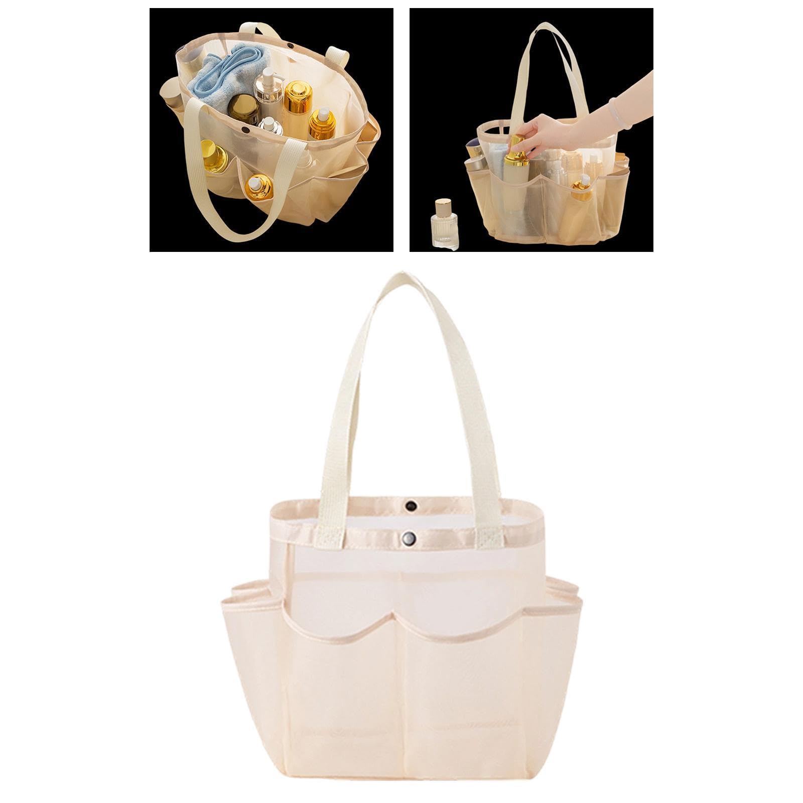 メッシュシャワートート シャワートートバッグオーガナイザー マルチポケット付き 丈夫なビーチトイレタリーバッグ 旅行 大学 寮 ビーチ用, 黒