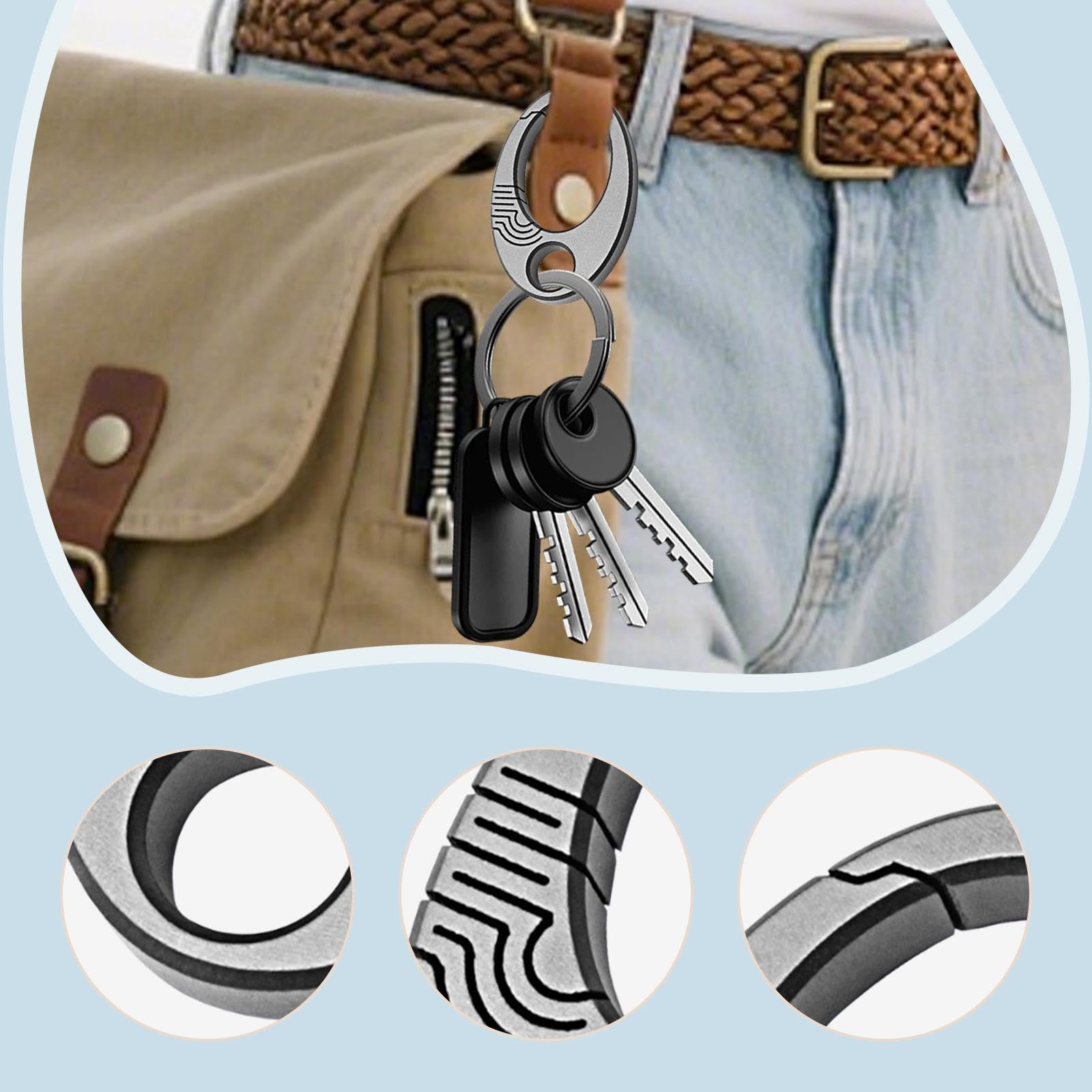 ミニキーリング キーリング ポータブル 理想的なギフト 機器アクセサリー 多機能用品 軽量チェーン クリップチェーン