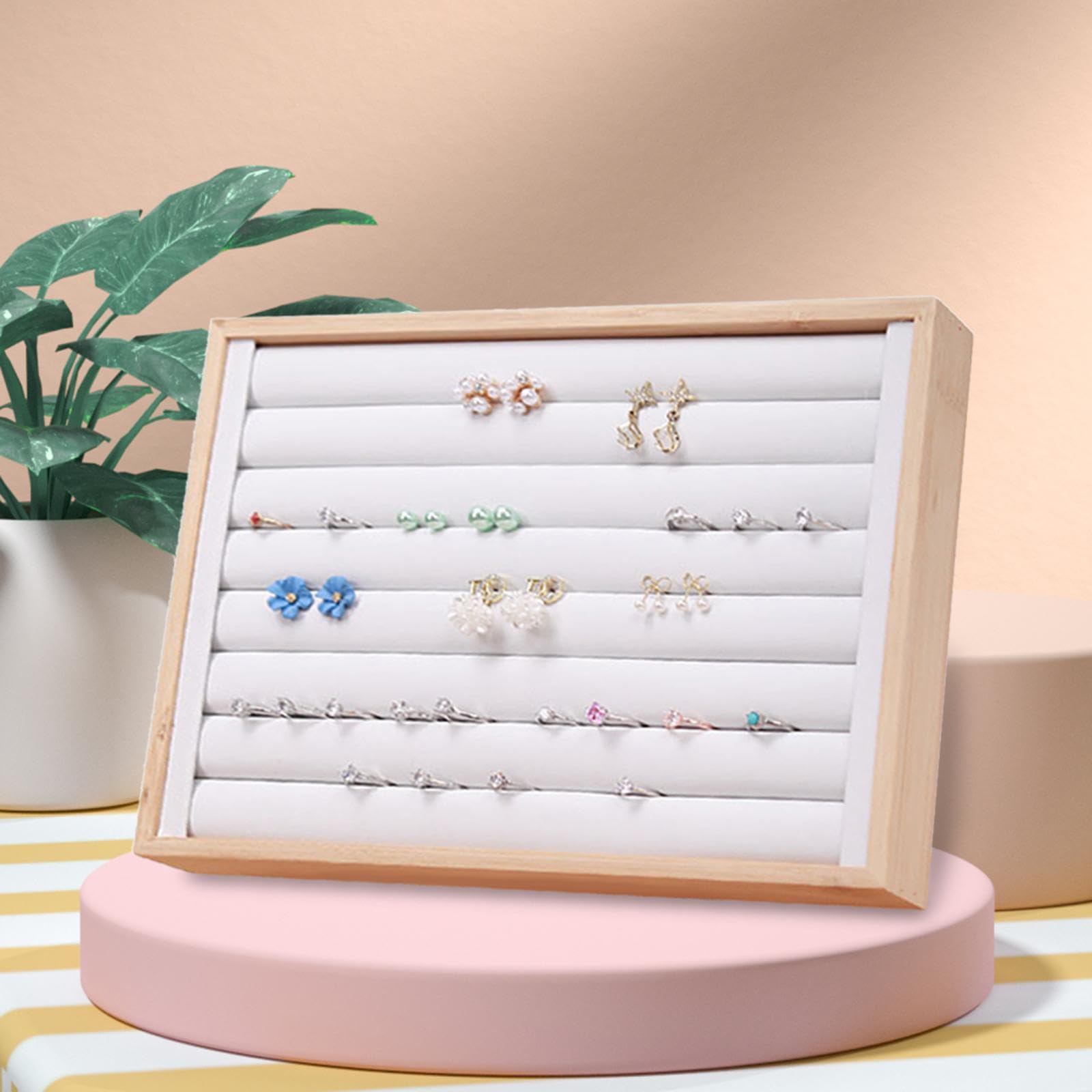ジュエリートレイオーガナイザー収納ボックスファッションリングオーガナイザースタンドイヤリングディスプレイホルダーリビングルームキャビネット、カフスボタン、女の子用