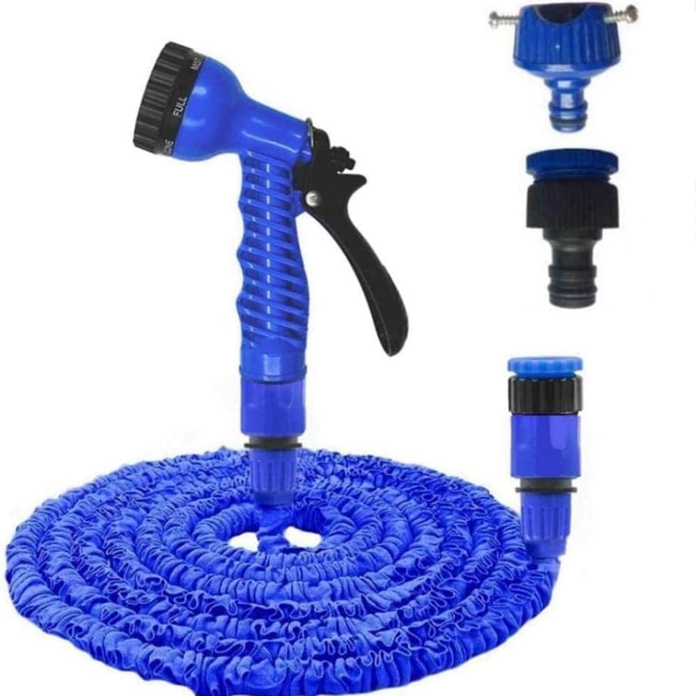 伸縮給水ホース 改良され、より耐久性があり、より強くなりました 5m-15m 3倍伸縮ホース スプリンクラ..