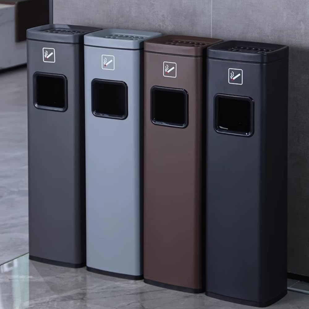 スタンド灰皿 屋外灰皿 角型 ステンレス鋼 吸い殻入れ アッシュトレイ 分煙 屋内 公共施設 ゴミ箱付き..