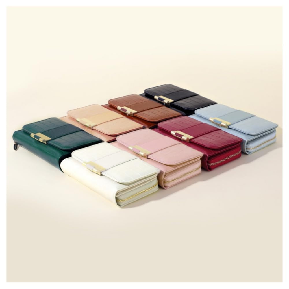 レディース財布、小銭入れ付き財布、カード入れ、マネーホルダー、大容量、コンパクト、軽量、多機能、ダブルボタン、ダブルジッパー、クリスマス、誕生日プレゼント、母の日ギフト、自分用にもギフトにも最適です (ホワイト,a) [並行輸入品]