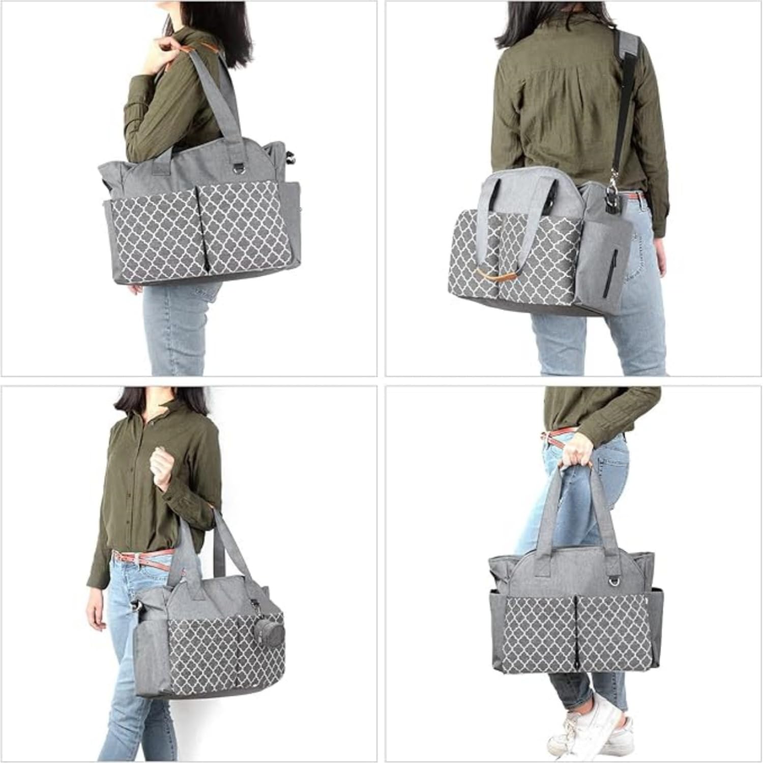 おむつバッグ トートバッグ 軽くて大容量 多機能 防水 トートバッグ マザーズバッグ おしゃぶりホルダー付き カジュアル 旅行 出産祝 [並行輸入品]