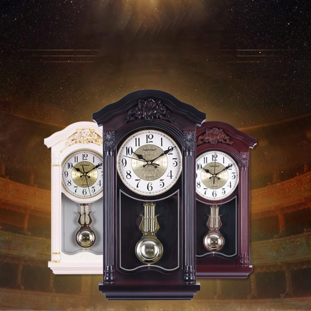 ヨーロッパのレトロな音楽時計高級ファッションリビングルームのデスクトップの装飾リビングルームの寝室の壁の装飾サイレント壁時計電池式 (C) [並行輸入品]