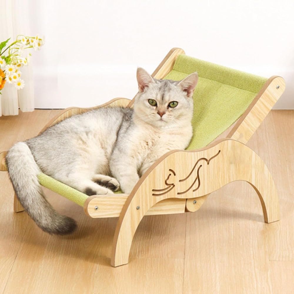 ペットリクライニングチェア配置型耐久性のある椅子折りたたみ屋内木製猫ハンモック組み立てシンプルな高床式ベッドペット用品家具の損傷を改善