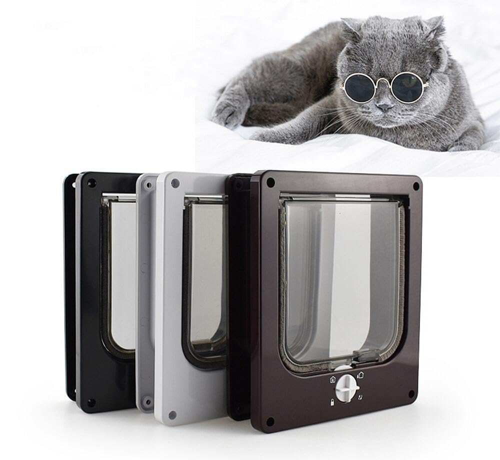 猫用ドア 4ウェイロッキング 猫扉 犬猫出入り口 小型犬用 磁石設計 キャットドア 室内用 ペットドア キ..