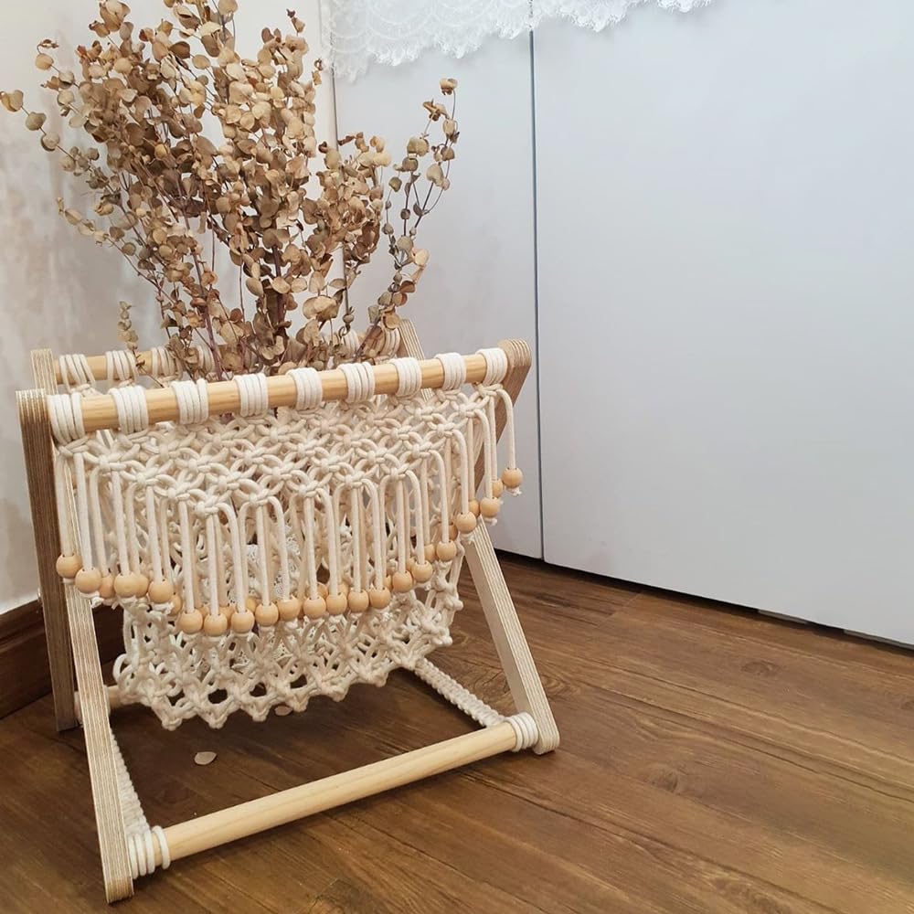 収納ラック 手織り収納ラック レトロ オープンシェルフ ラック 北欧風 コットンロープ織り収納ラック折..