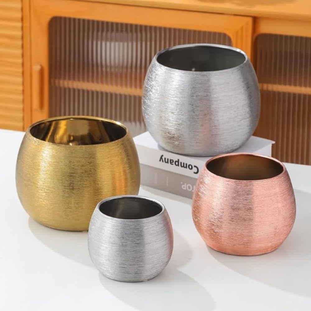 金メッキセラミックつや消し多肉ラウンドフラワー、セラミックフラワー、ガーデンフラワー、成長、丸コ..