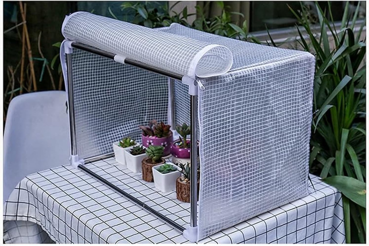 ビニールハウス ミニ温室 ガーデン温室 折りたたみ 防寒カバー 植物 育苗 園芸用ビニールハウス 防水 ..