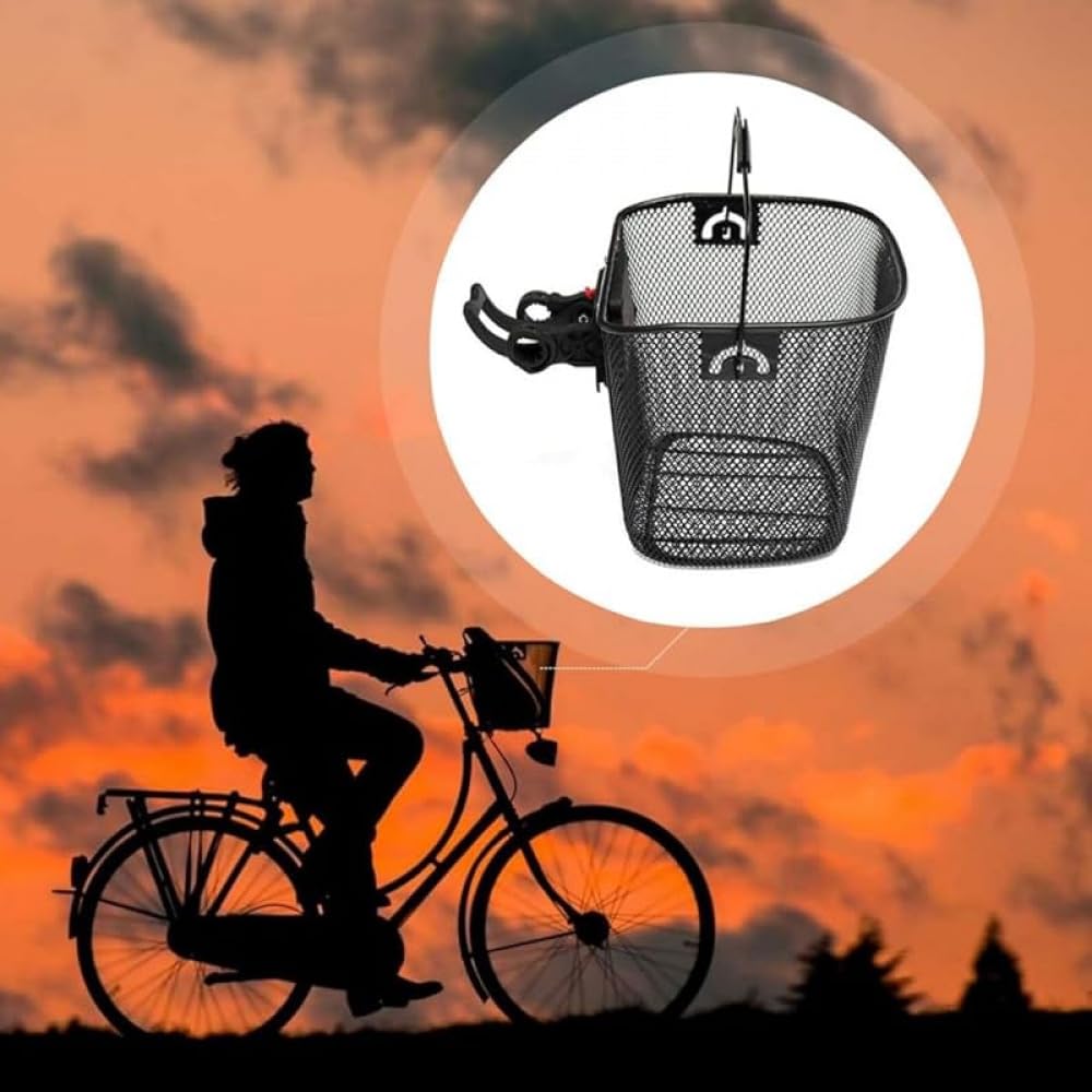 自転車かご 用バスケット 簡単脱着 前かご 後ろ バスケット ワイヤー 前用 マウンテンバイク クロスバイク 折り畳み 通勤車等用 用前 大型パイプ 取付金具付