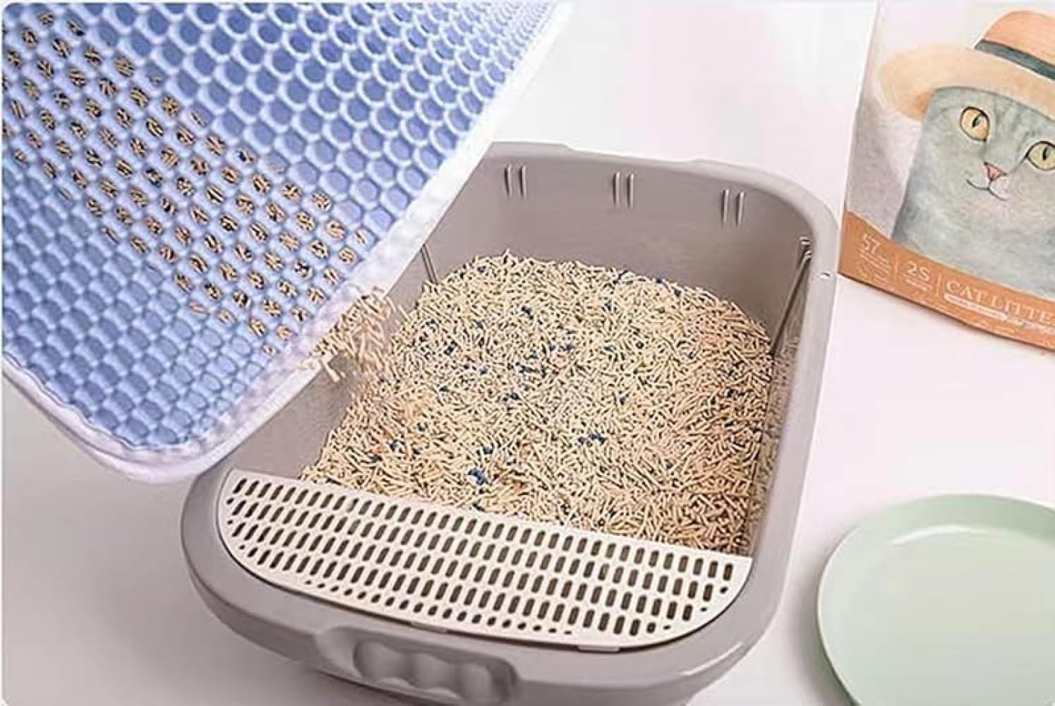 2個猫マット 猫砂マット 猫トイレマット 二重構造 EVA 猫砂取りマット 飛び散り防止マット 滑り止め 防..