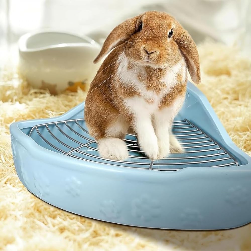 うさぎ トイレ 陶器 カワイ 飼育ケージ内装 三角 兎 トイレ かわいい 3色 ウサギ トイレ 32*24*11cm 固..