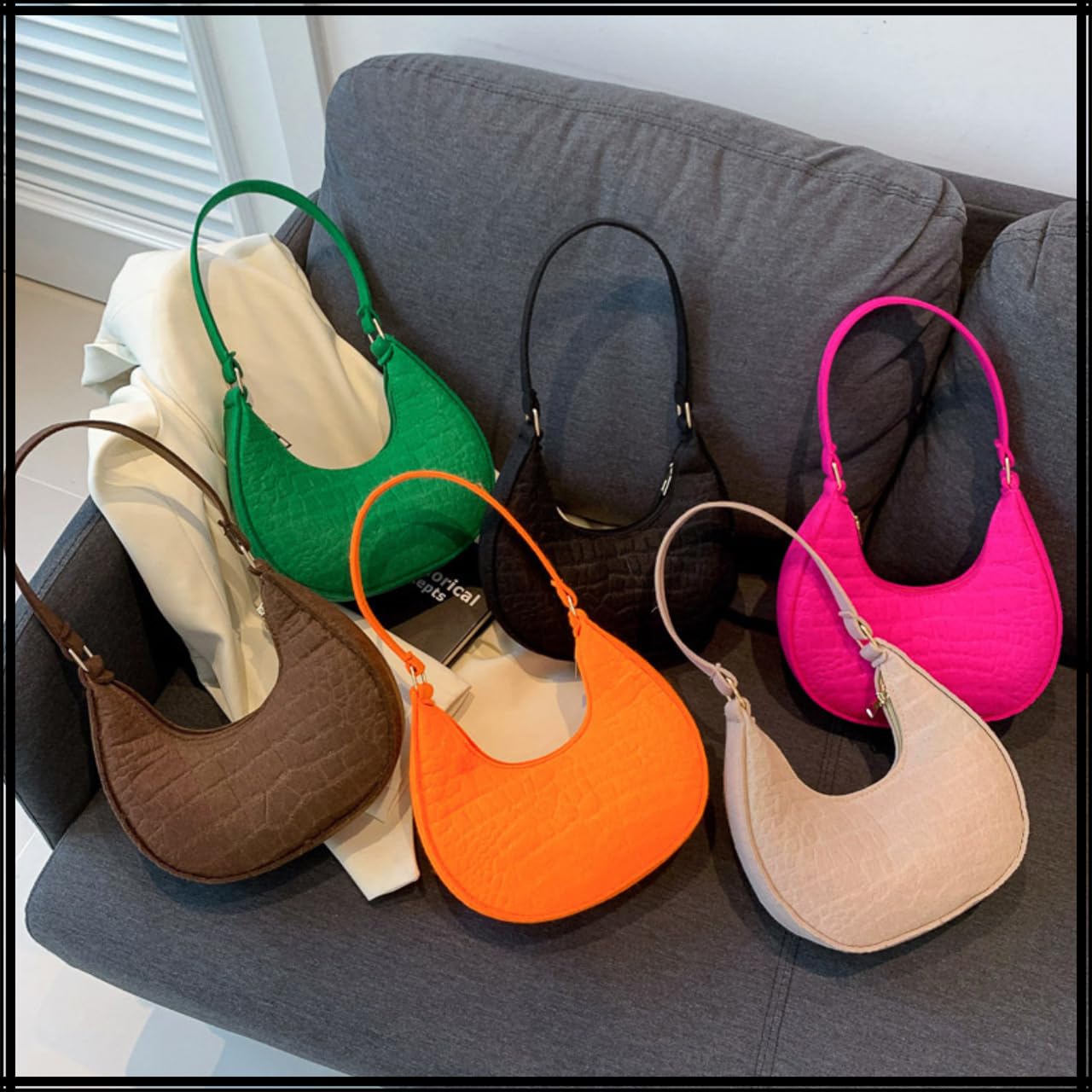 [ホワイトファング] 軽量 ハンドバッグ コンパクト 無地 ショルダーバッグ 日常 おしゃれ レディース BA036(ブラウン)