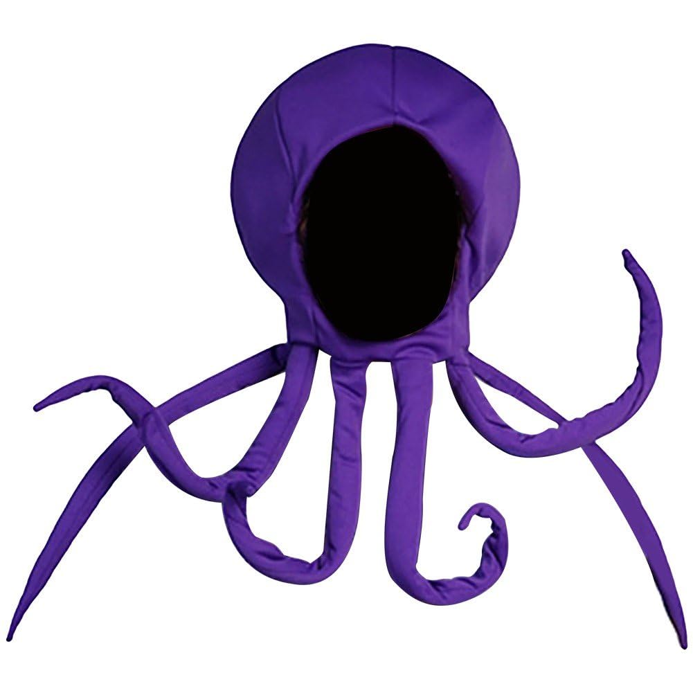 タコ帽子 面白い タコ 形状 ヘッドギア 海洋動物 コスプレ ファンシー 帽子 ロールプレイ パーティー 衣装 カーニバル ハロウィン用 男性 女性 紫