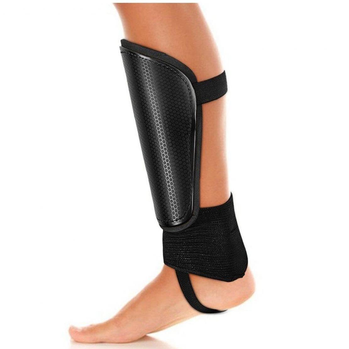 すねガード サッカー 足首ガード付き 保護付き すね当て 保護パッド 調整可能 すねパッド 幼児 大人 黒 2個セット