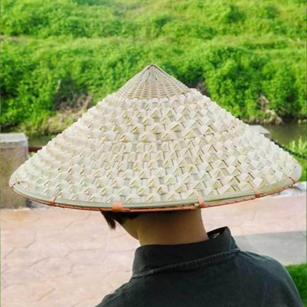 麦わら帽子 りキャッイスハット サンハット クーリーハット ベトナム人 日本人 手作り 織り わら 竹 コ..