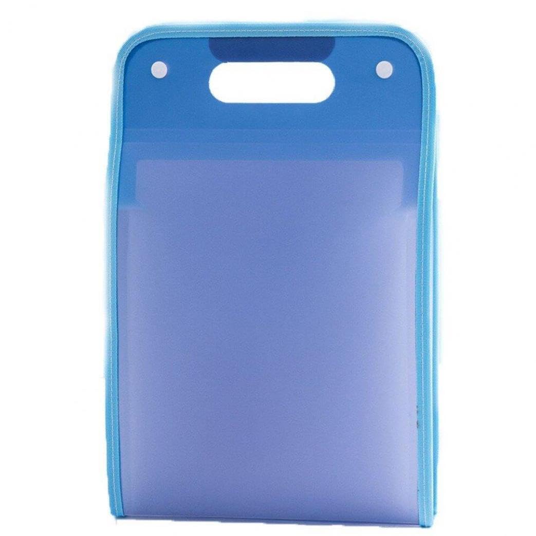 ドキュメントファイル 13ポケット pp製 a4 半透明 オルガンファイルケース 拡張ファイルフォルダー 分類 仕分け 便利 薄い 防水 シンプル 使いやすい たくさん収納 カラーラベル付き ランドセルに入り可能 答案 資料 36*24*3cm（ブルー）