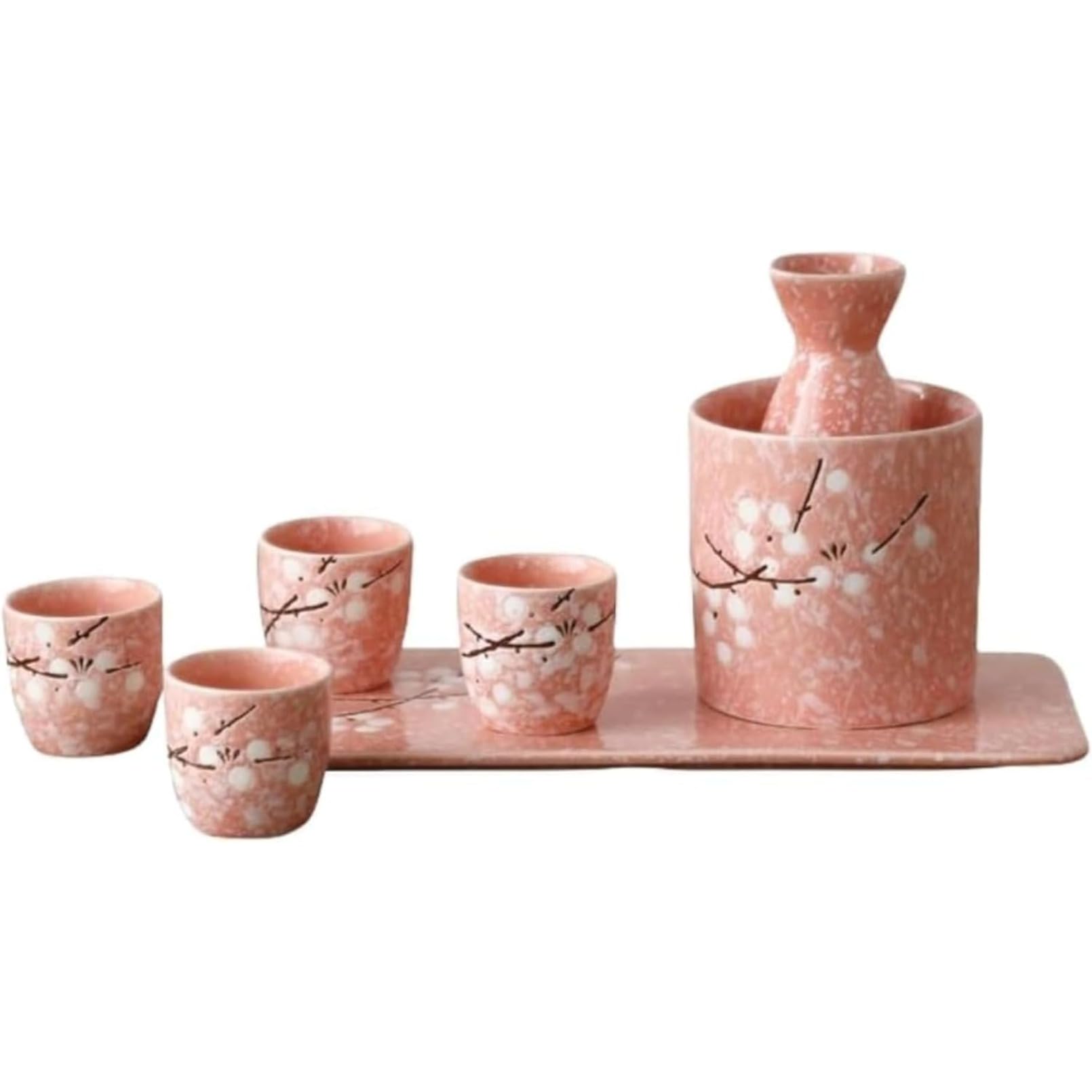 和風酒器セット おちょことっくりのコラボデザイン 桜モチーフ 陶器製冷酒器セット 熱燗温酒両用 燗瓶..