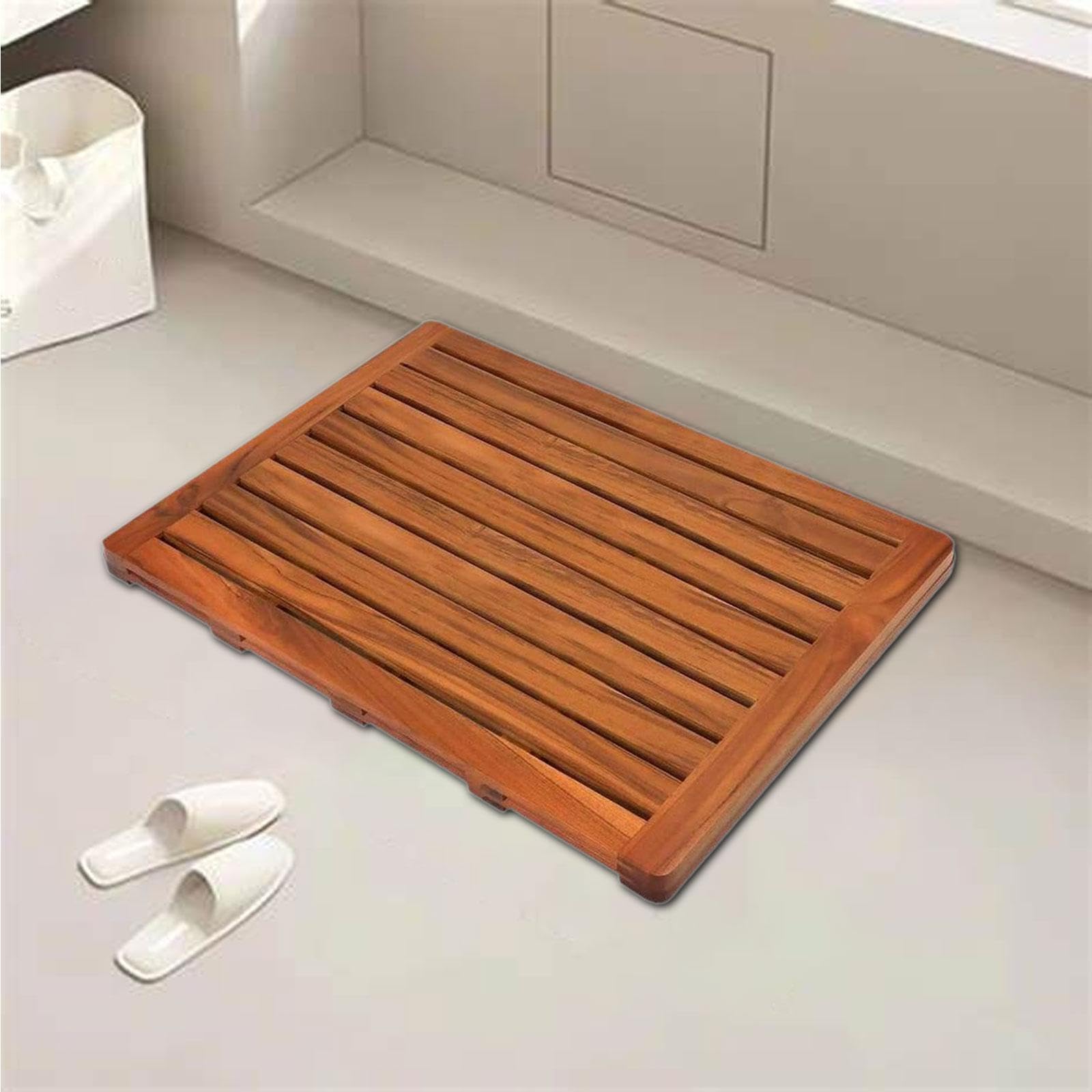 木製スラット滑り止めシャワーマット 滑らかな表面 丈夫な防水