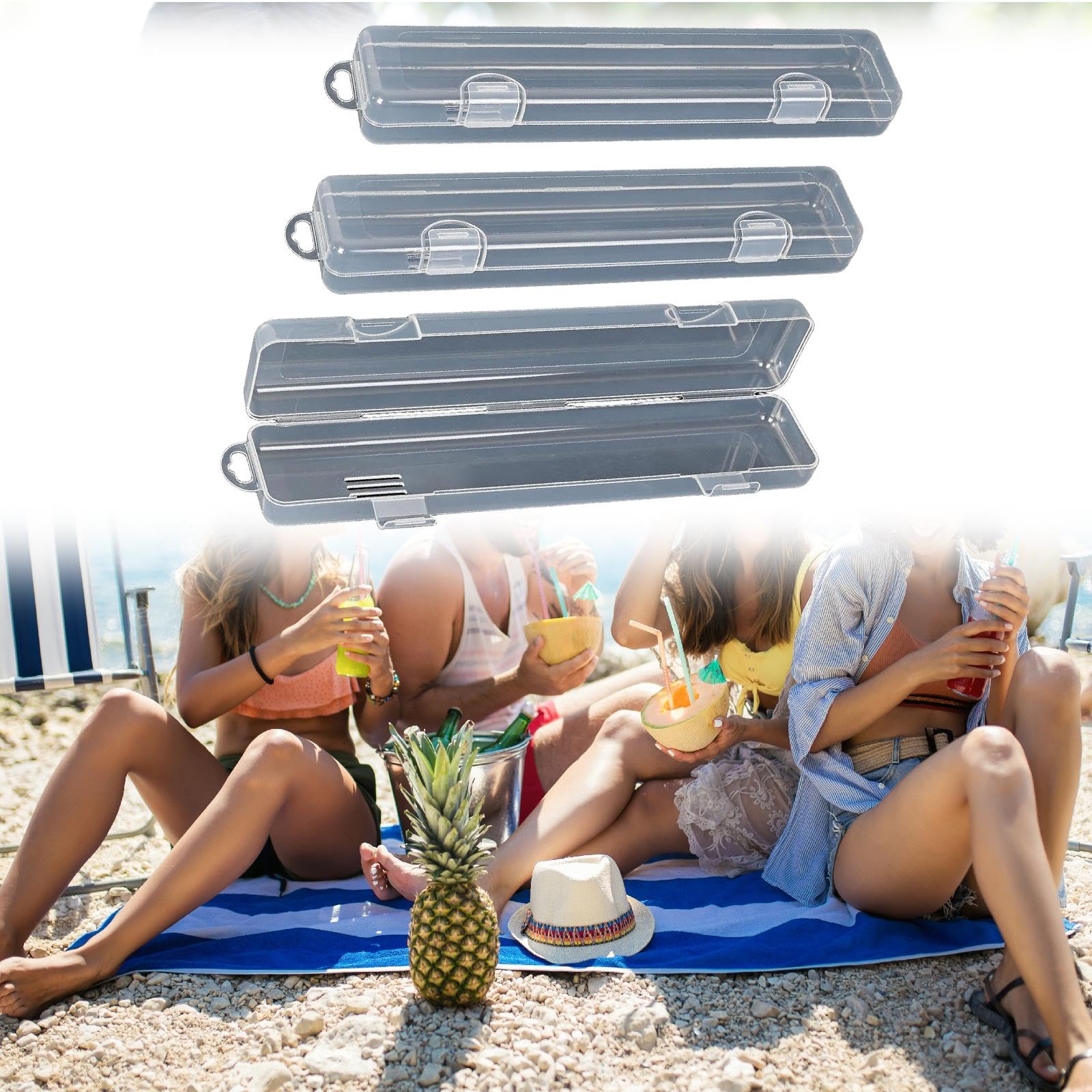 旅行用歯ブラシケース 再利用可能 コンパクト 箸 スプーン フォーク 収納ボックス 3個