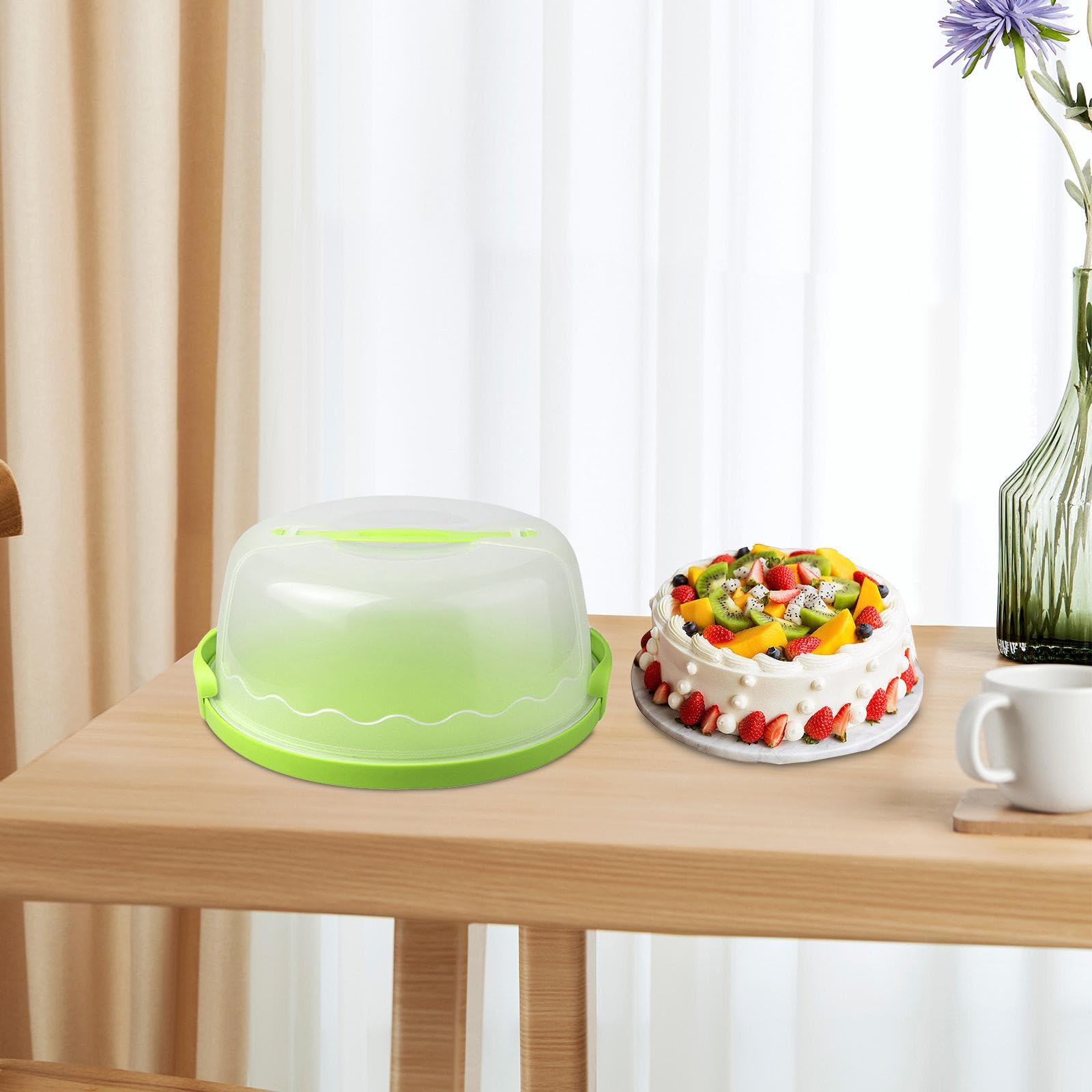 アピネスの丸い形のデザイン、10インチのケーキに最適、便利な取り扱い, 緑｜アングル3